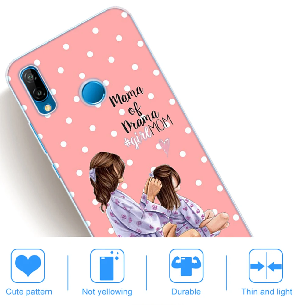 Силиконовый чехол для Huawei P40 Lite E Pro Super Mama Girl Mom Boy Baby прозрачный мягкий из ТПУ P9 P10 P20