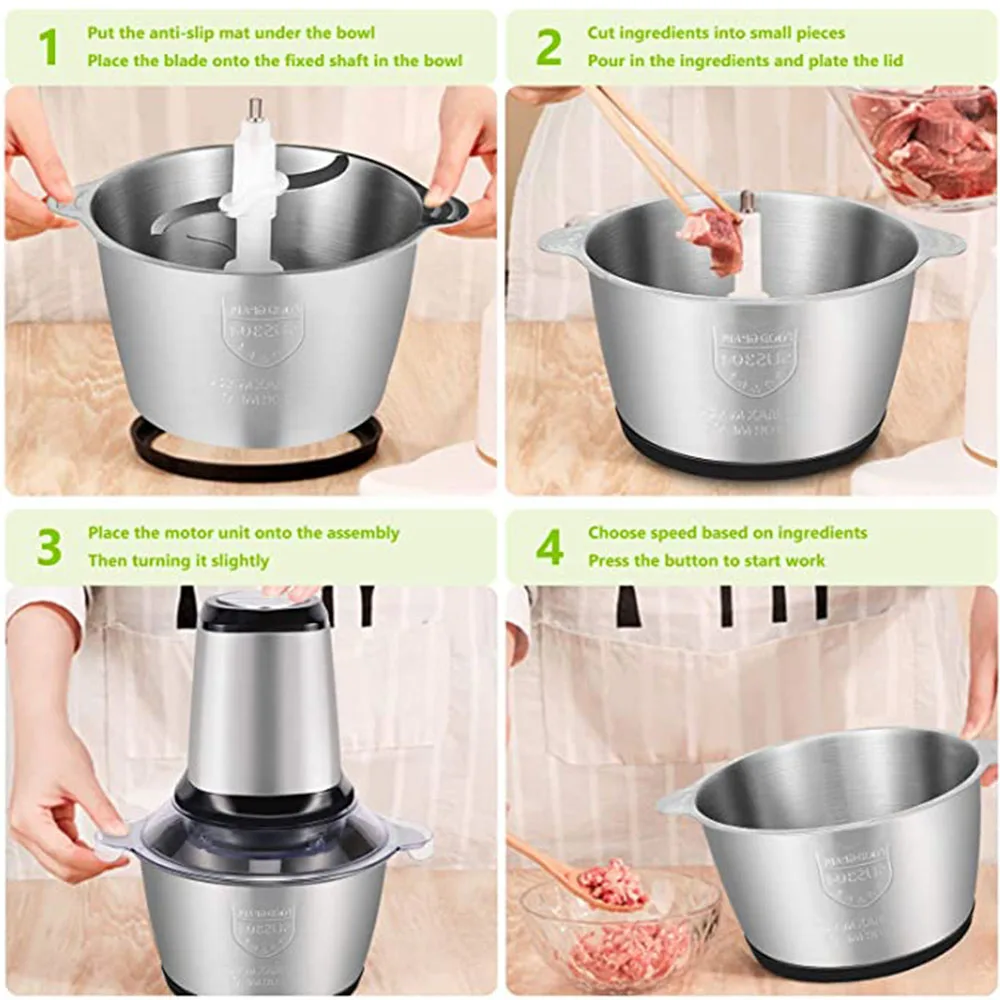 

2Speeds 304Stainless Steel Electric Chopper Meat Grinder Mincer Food Processor Slicer Vegetable food chopper meat slicer machine