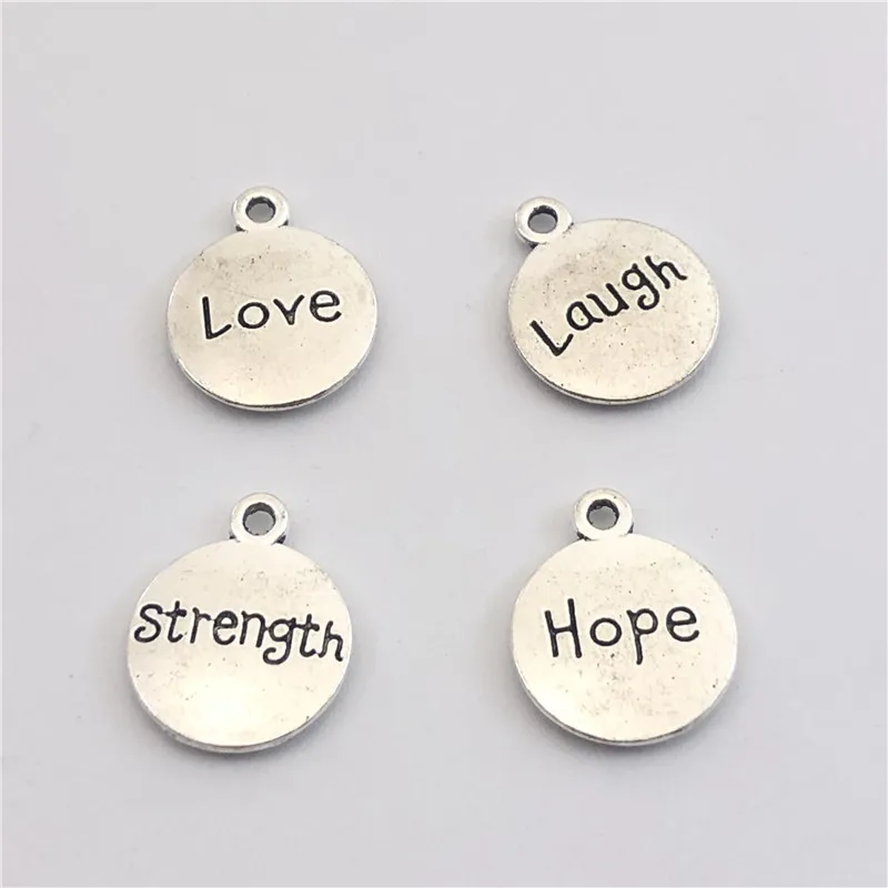 15pcs mixed batch disc words love hope laugh dream live pendants DIY handmade bracelet necklace accessories for jewelry making