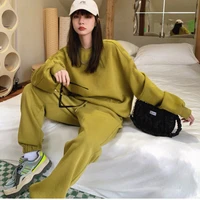 casual loose green sports pants suit 2 piece sets womens outfits 2021 autumn winter joggers female sweatshirt shorts sportswear