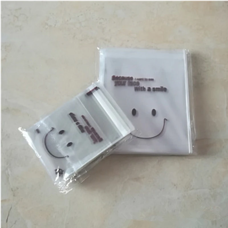 Пластиковый прозрачный целлофановый пакет для леденцов smile упаковочный выпечки 3