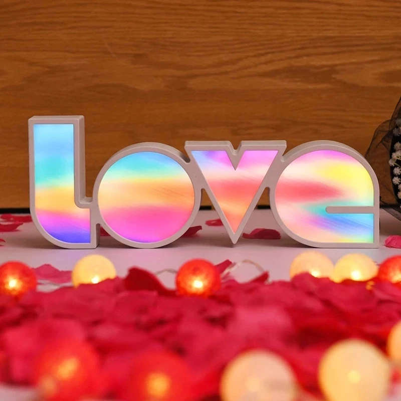 

Gift Battery Operated USB Power Rainbow LOVE LED Night Light Colorful Creative Lamp Wedding Party Bedroom Decoration Night Lamp