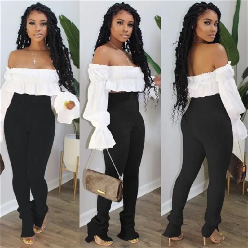 

Office Lady Pants Sport Women Elastic Split Pencil Pants Leggings High Waist Knitted Trousers Jogger Pants Female New Sweatpants