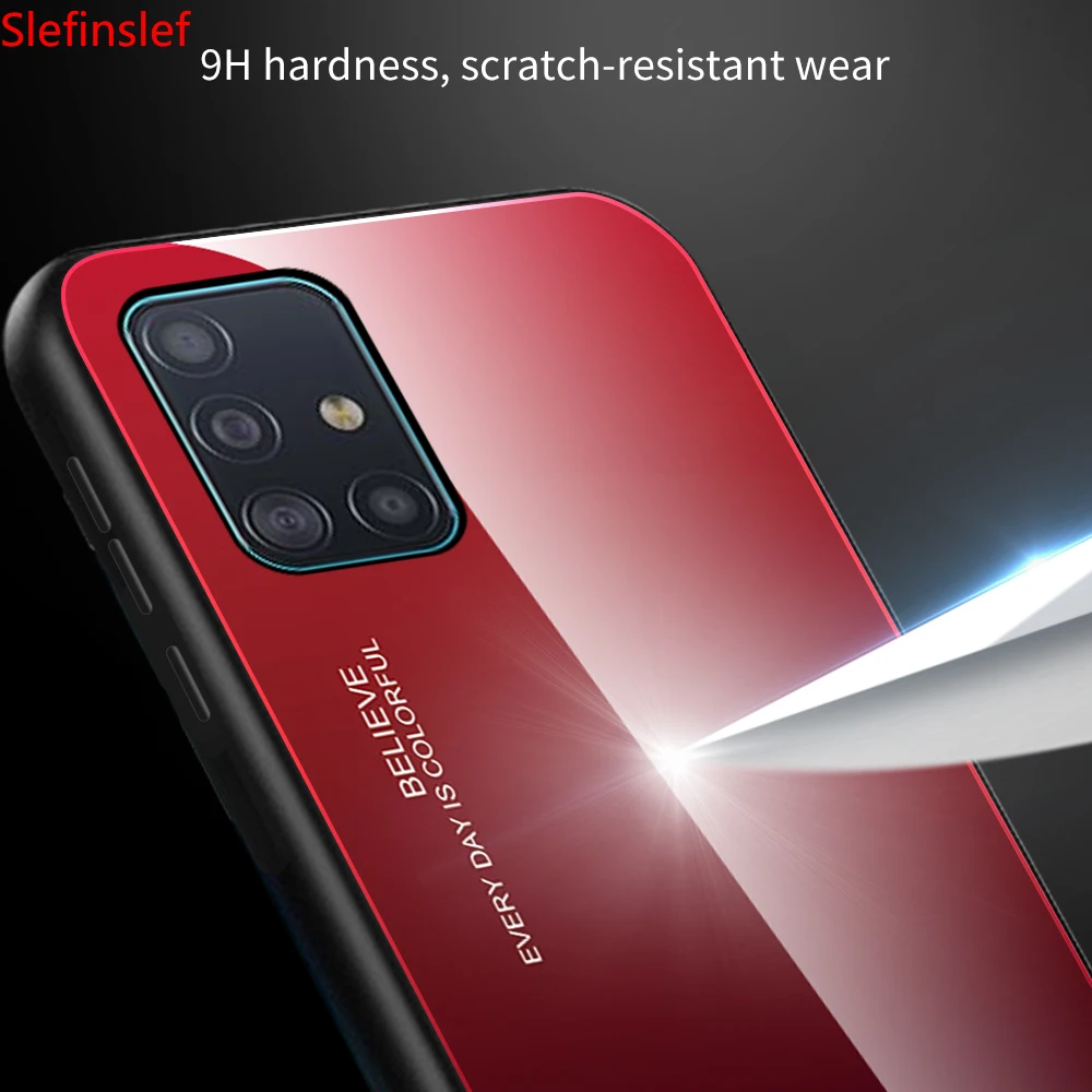 Градиентный чехол из закаленного стекла для Samsung Galaxy A51 A71 на SM A515F A715F A 51 задняя