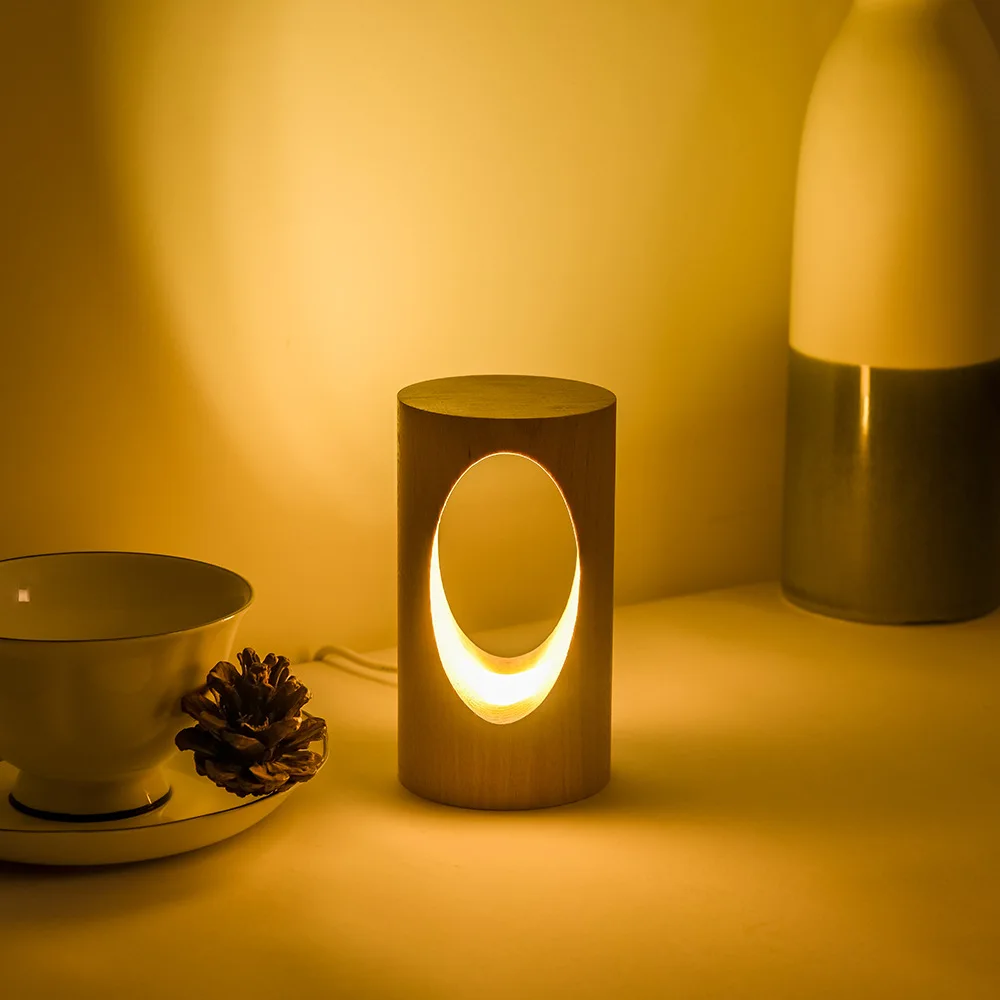 LED Wood Desk Lamp Bedroom Bedside Night Light Dimmable Led Lighting Creative Home Decor Table lamp Unique House ZM1026 | Лампы и