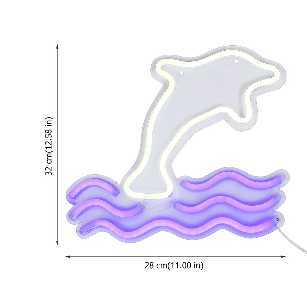 

LED Neon Light Sign Dolphin Shape Wall Lamp Creative Night Light Home Decor