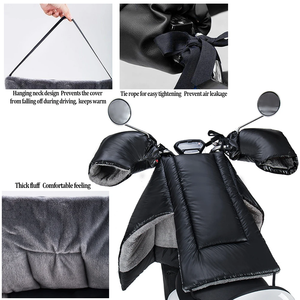

Winter Motorcycle Legs With Apron Cover Electric Scooter Windshield Quilt Plus Velvet Thickening PU Protective Leg Windshield