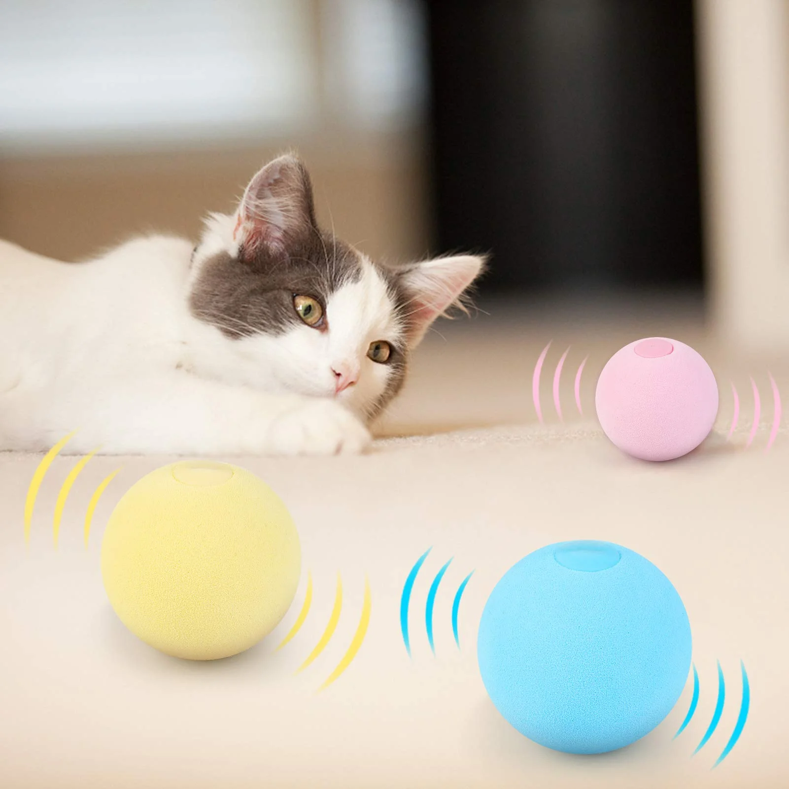 

Smart Cat Toy Interactive Catnip Ball Simulation Animal Vocal Pet Toy Puppies Ball Pet Accessories Supplies Products for Cats