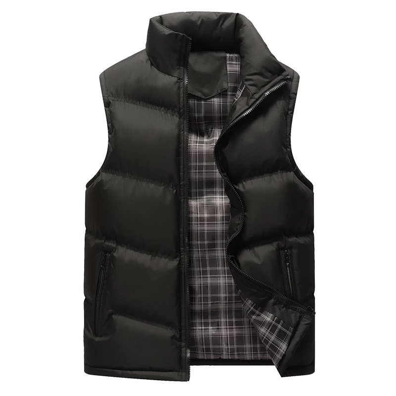 

Men's Sleeveless Jacket Thicken Cotton Down Vest Autumn Warm Vests New Brand Winter Male Waistcoats Men Casual Windbreakers C195