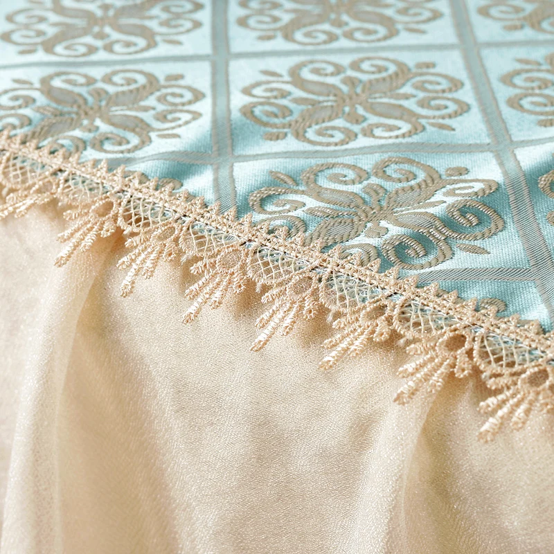 Кружевная юбка в сельском стиле прямоугольная синяя белая скатерть для стола