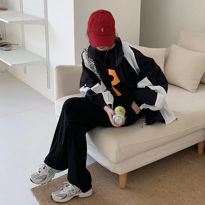 

Solid High Waist Pants Woman Korean Style Wide Elastic Pants Women Spring Simple Slim Elastic Waist Straight Pants Women's 2021