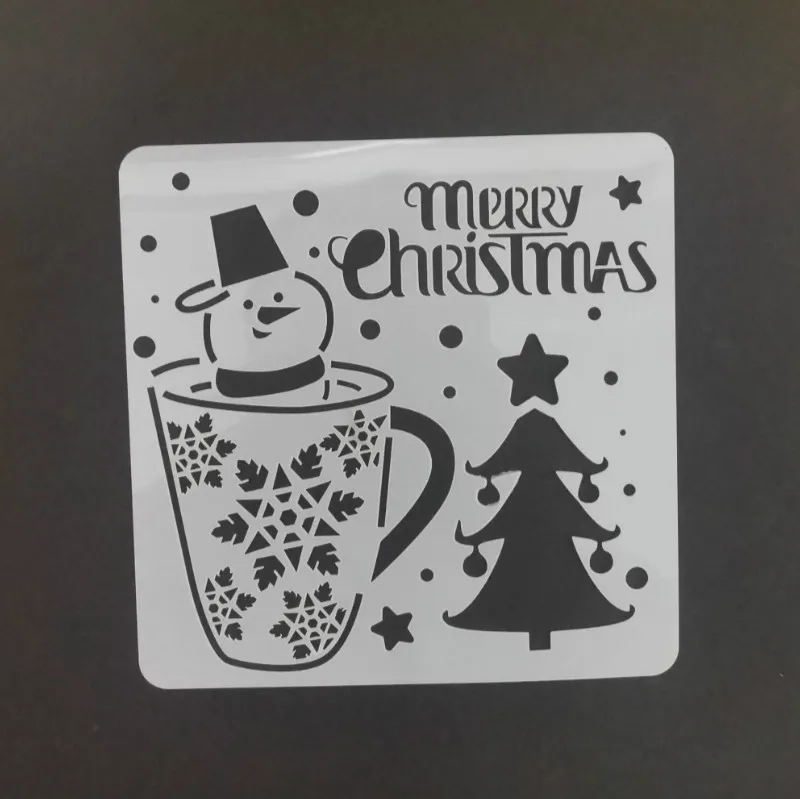 

13*13 Snowman Layering Stencils graffiti hand copied board hollowed out photo album graphic spray painting tool