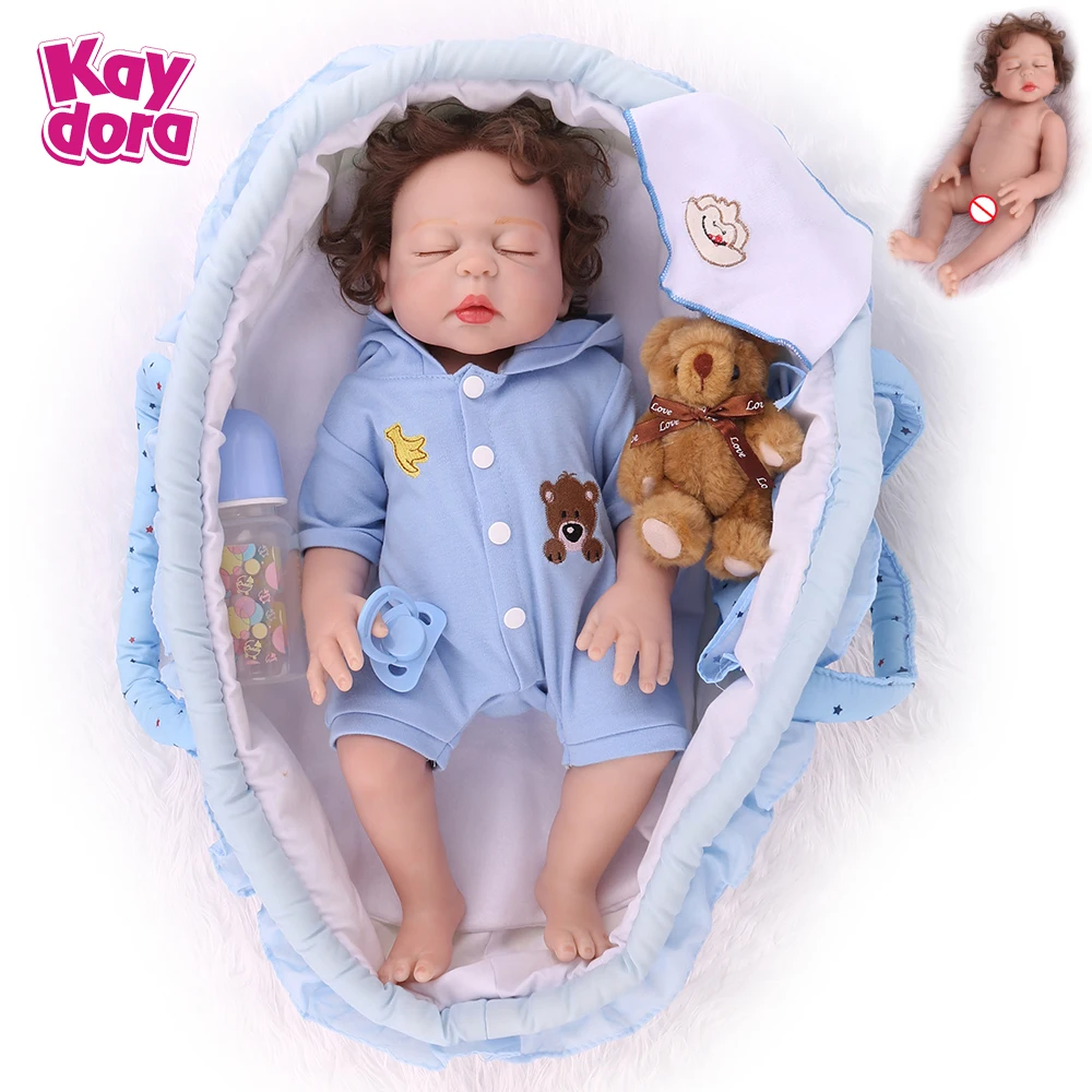 18 дюймов полный Силиконовый Reborn Baby Dolls 48 см водонепроницаемый мальчик малыш Ванна