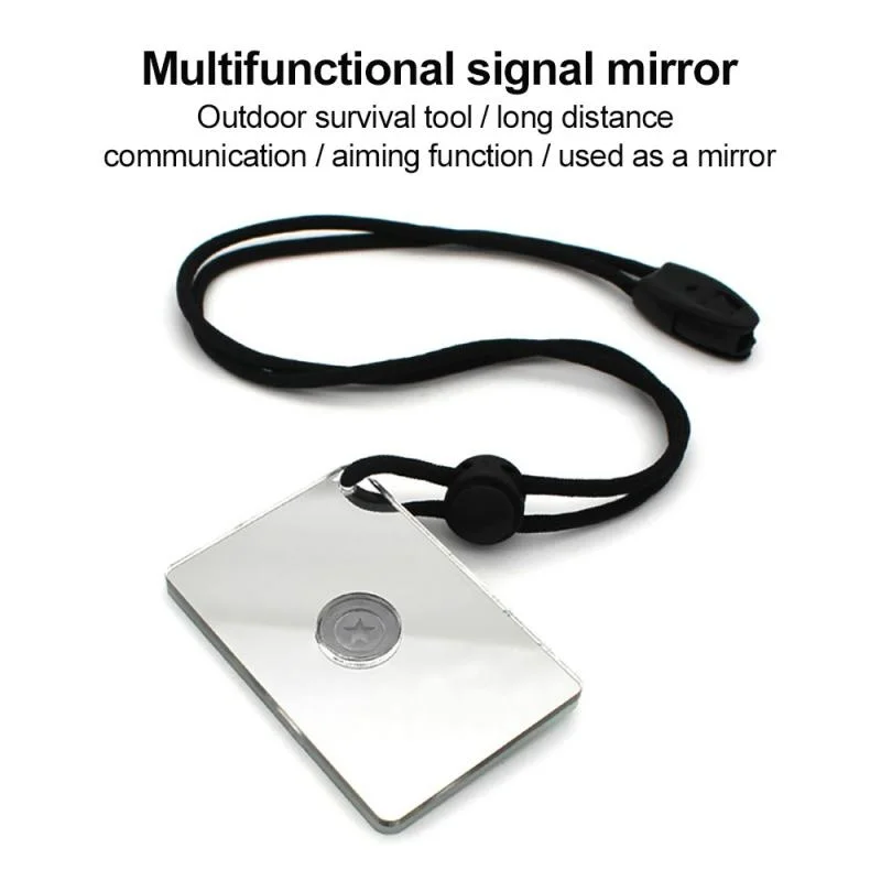

Multifunction Survival Emergency Rescue Signal Mirror Acrylic Heliograph With Whistle Rope Outdoor Tools 75x50x5.5mm