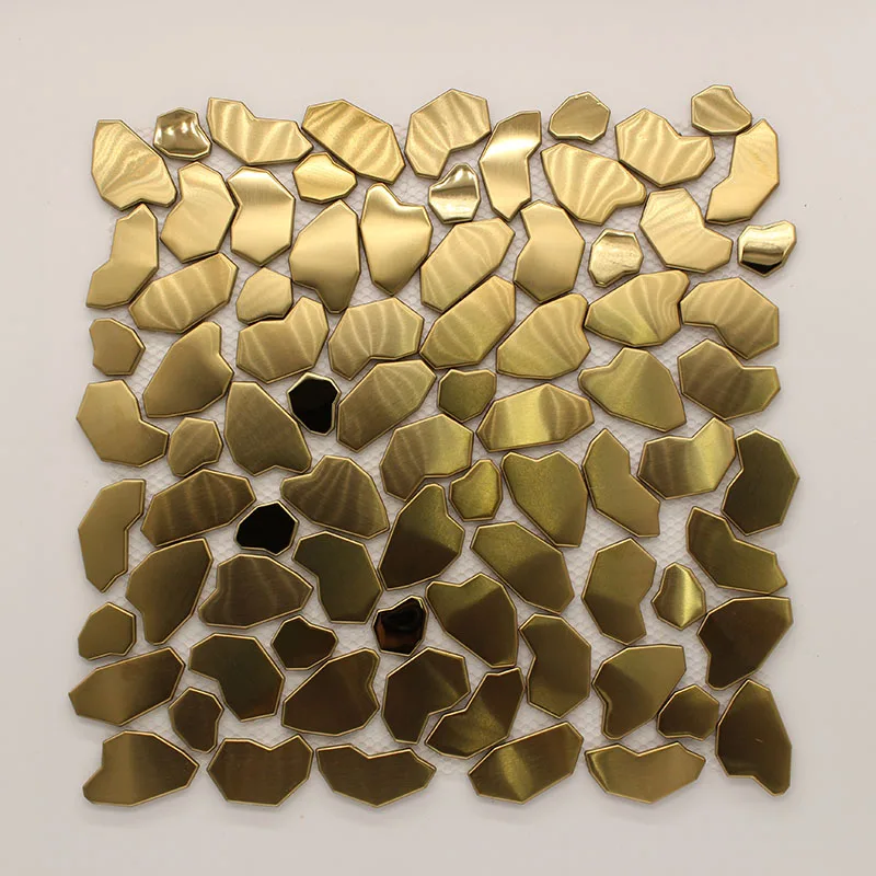 Необычная металлическая мозаичная плитка неправильной формы сделай сам хобби