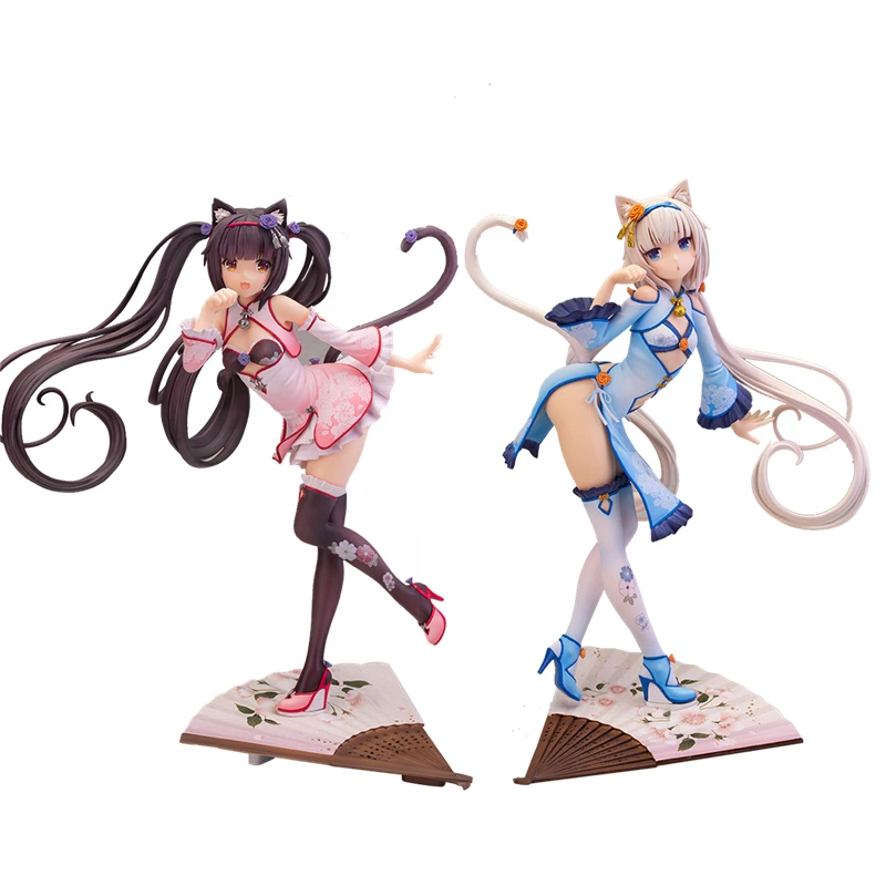 

24Cm Nekopara Vanilla&chocola Sexy Cheongsam Anime Action Figure Dolls Japanese Hand-Made Pvc Model Tabletop Toys Ornaments New