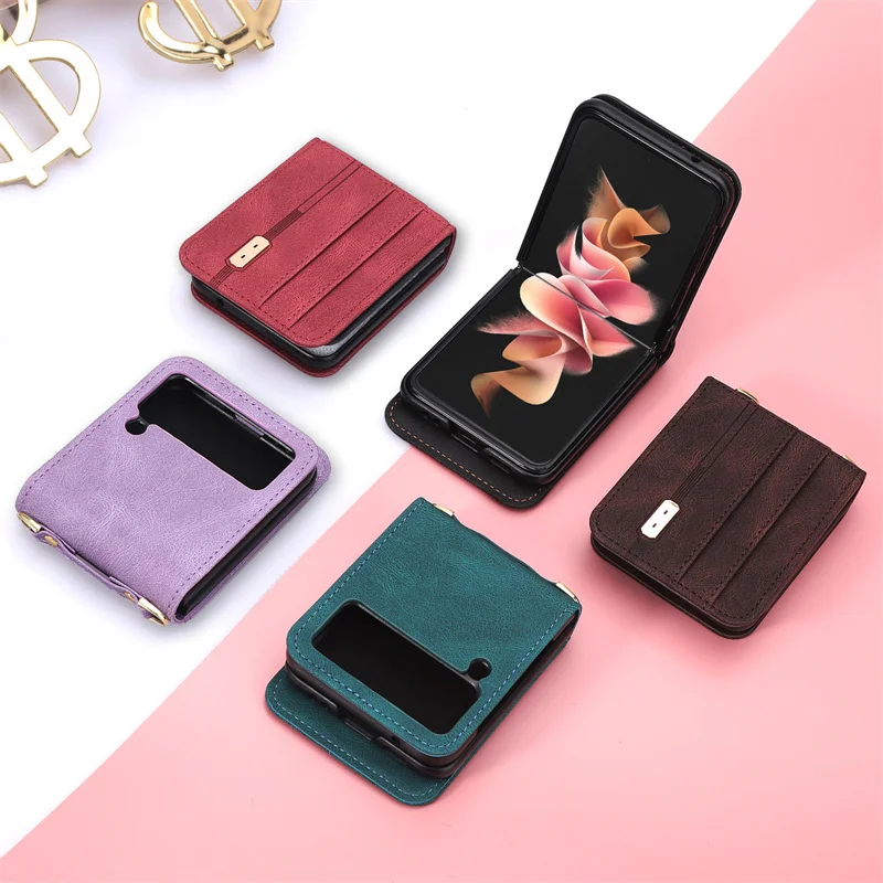 

Premium PU Leathe Case for Samsung Galaxy Z Flip 3 Scratch-Resistant Solid Color Cover