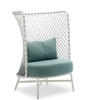outdoor high back rattan rope furniture wicker chair leisure sofa courtyard hotel lounge chair