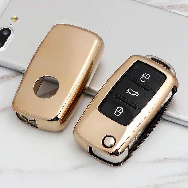 Мягкий чехол для ключа из TPU для Volkswagen-New Passat Tiguan Polo Shell-специальной оболочки для защиты автомобильного интерьера.