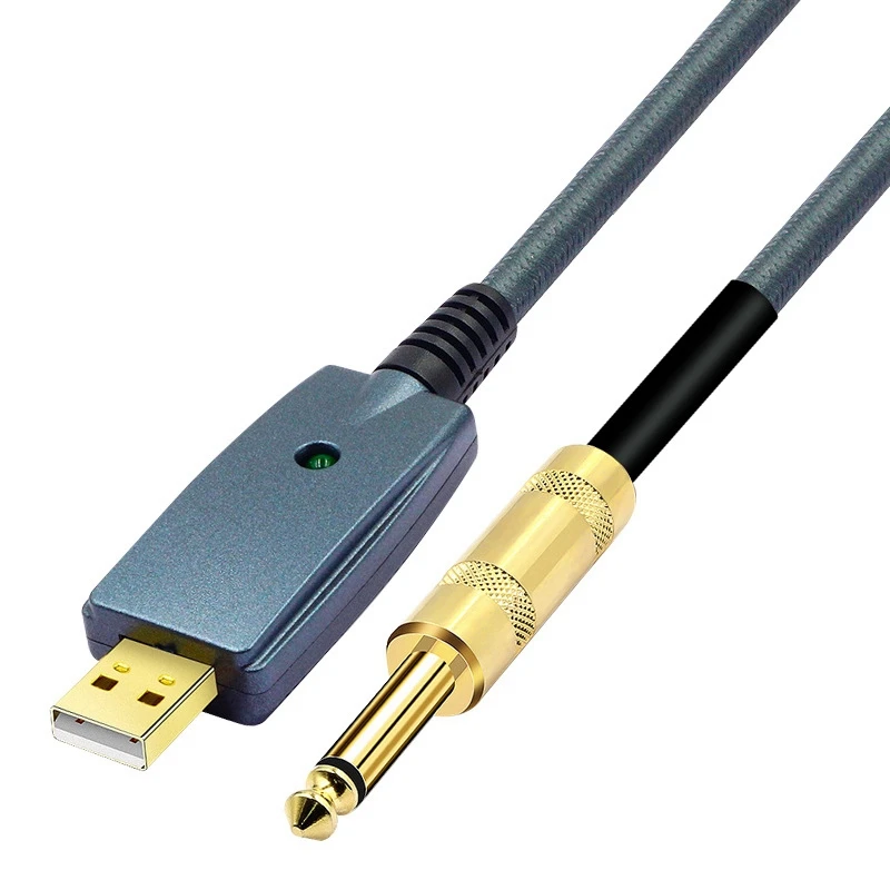 USB To Guitar Cable Interface Male 6.35Mm Jack Electric Accessories Audio Connector Cord Adapter 3Meter | Спорт и развлечения