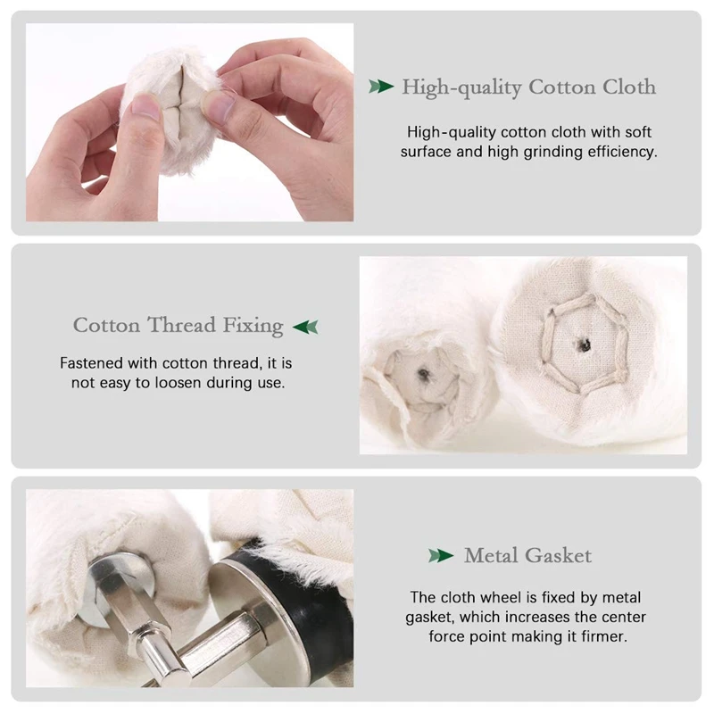 

Promotion! 10 Pcs Buffing Pad Polishing Wheel Kits with 3Pcs Rouge Compound with 1/4 inch Handle, for Manifold, Aluminum, Stainl