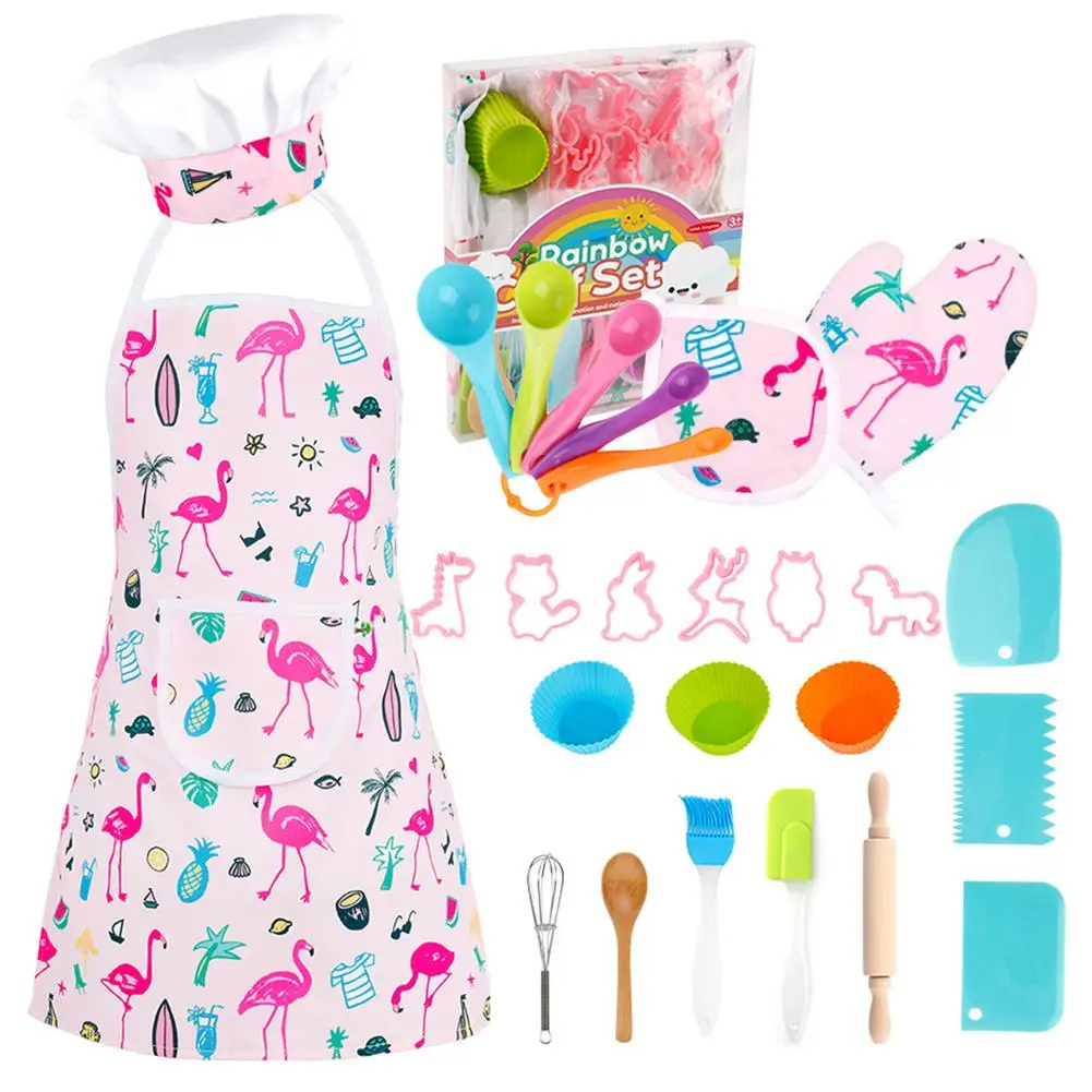 

Kids Cooking Baking Utensils Set DIY Educational Dress Up Chef Costume Child Chef Outfit Great Gifts For Children Boys Girls