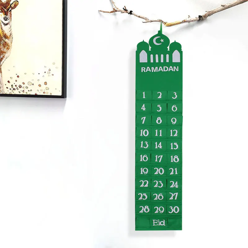 

Ramadan Eid Countdown Felt Calendar Mubarak Hanging Decor Storage Bag Ramadan Decorations For Home Muslim Ramadan Kareem Party
