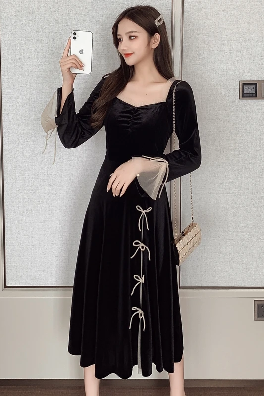 

COIGARSAM Women one-piece dress korean New Spring Vintage Dresses 9318