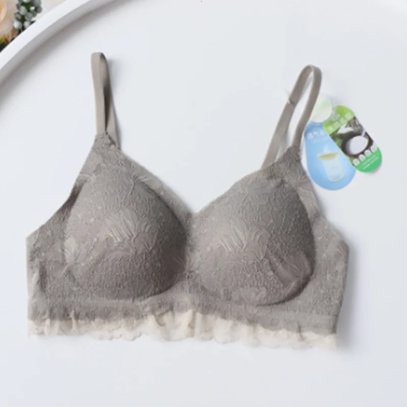 

Latex fashion sexy lace back no trace Pro skin sling pregnant women's underwear women's thin gathered no steel bra