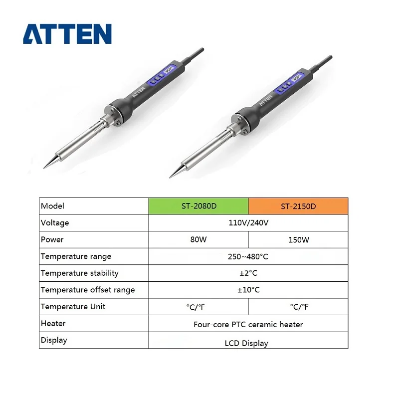 ATTEN 80 Вт/150 Вт электрическая паяльная станция 110 В 220 В с цифровым ЖК-дисплеем Регулируемая температура паяльника советы