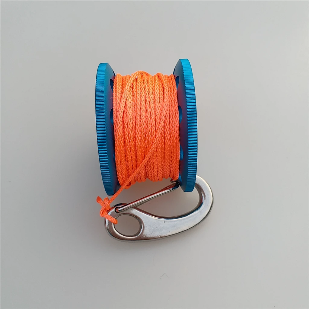 Finger Reel Wreck Scuba Tech Diving Spool 10m/98ft Line Rope with Stainless Clip Scuba Dive Line Rope Guide
