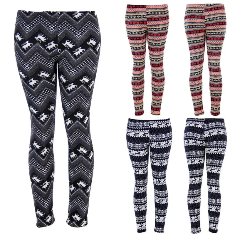 Рождественские леггинсы женские сексуальные эластичные мягкие с принтом