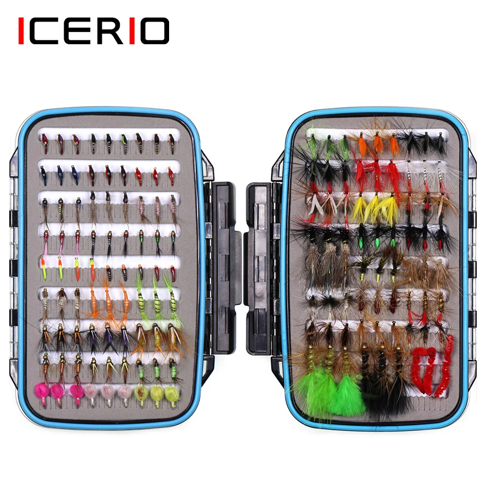 

ICERIO 153PCS/Box Buzzers Nymphs Wet Dry Flies Trout Fishing Fly Lures