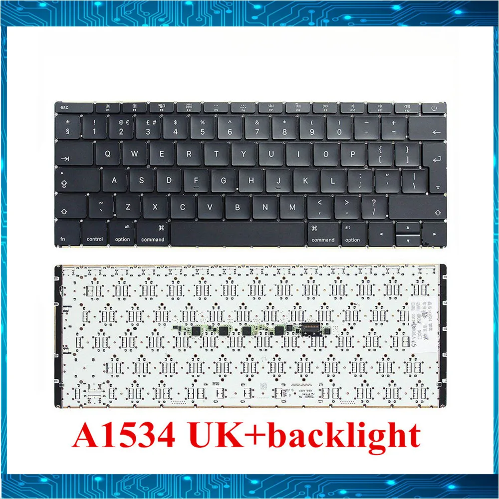Оригинальная клавиатура A1534 UK с подсветкой для Macbook Pro Retina ноутбука 12 дюймов EMC 2991