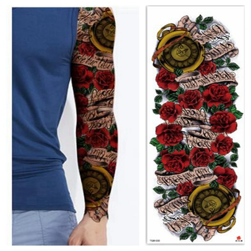 Большой рукав-тату Будда Властелин меча водостойкая наклейка цветок Шакьямуни