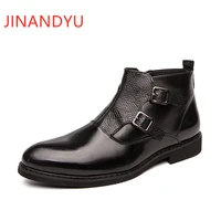 casual leather shoes men ankle boots fashion waterproof brown black boots man vintage motorcycle boots zapatos formales hombre
