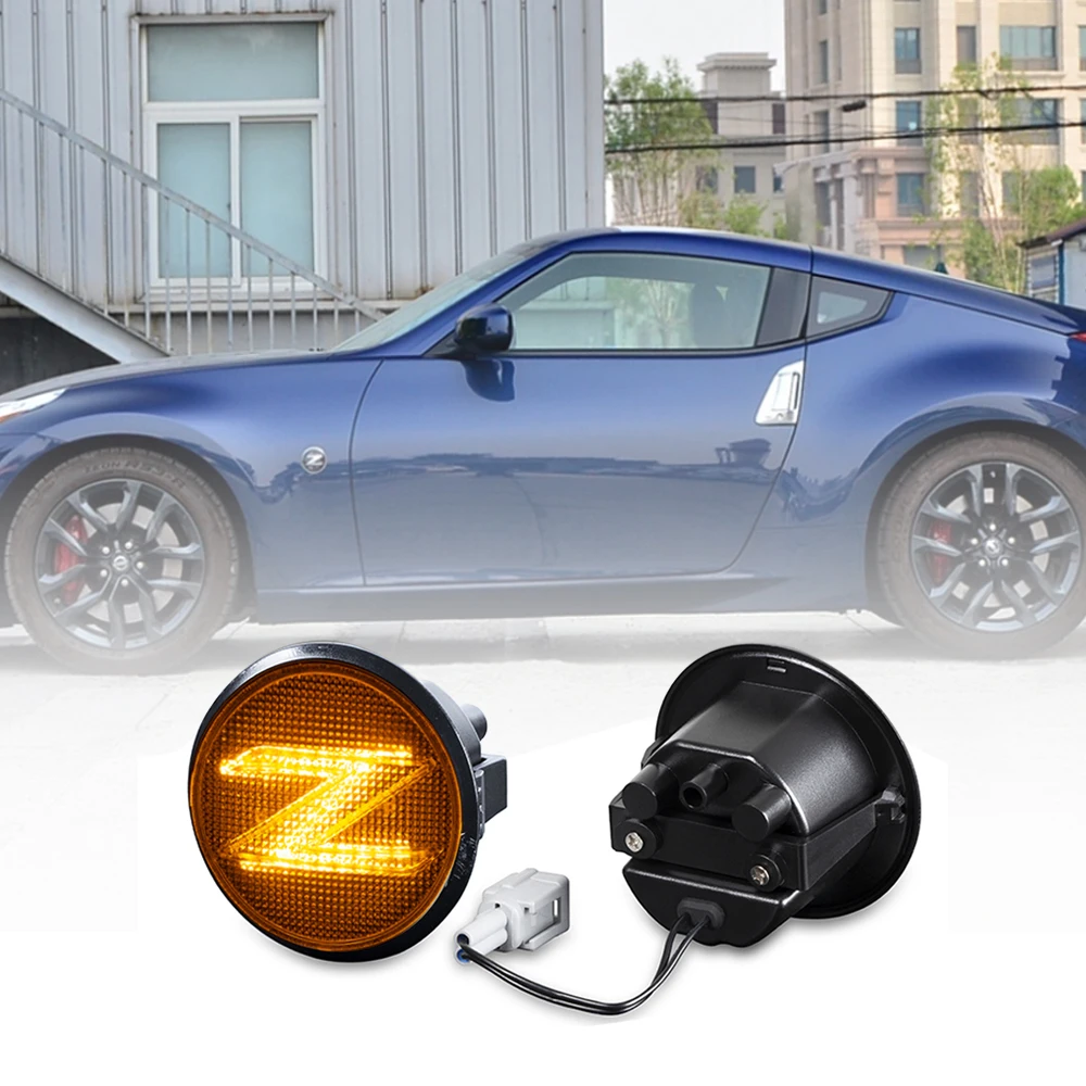 

2Pcs Dynamic Amber Side Marker Turn Signal Sequential Blinker Car Leds Lights For Nissan 370Z 2009 2010 2011 2012 2013 2014 2015