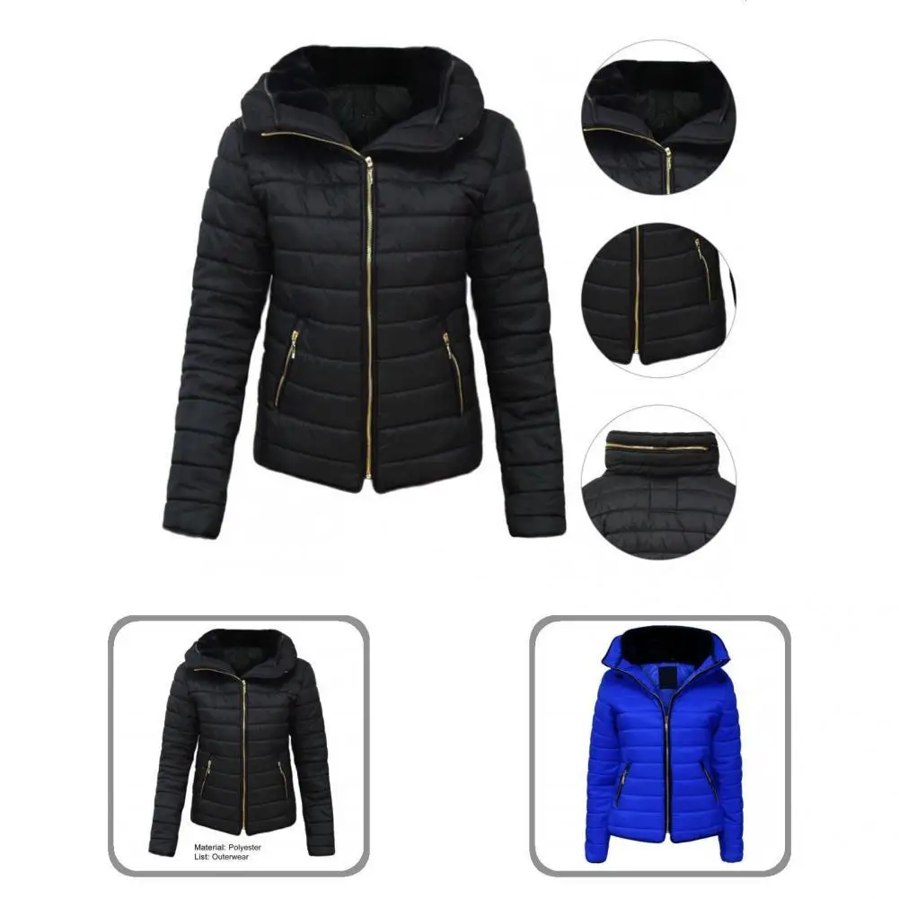 

Simple Puffer Coat Soft Texture Cozy Stand Collar Pure Color Casual Overcoat Casual Overcoat Women Coat