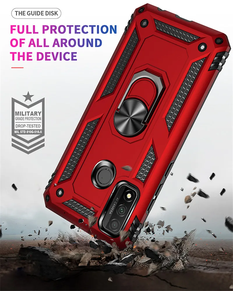 For Huawei P Smart 2020 2021 P30 Pro P20 P40 Lite E Car Magnet Ring Armor Case For Y9 Prime 2019 Nova 5T Y8 S Y7P Y6P Y5P Y8P
