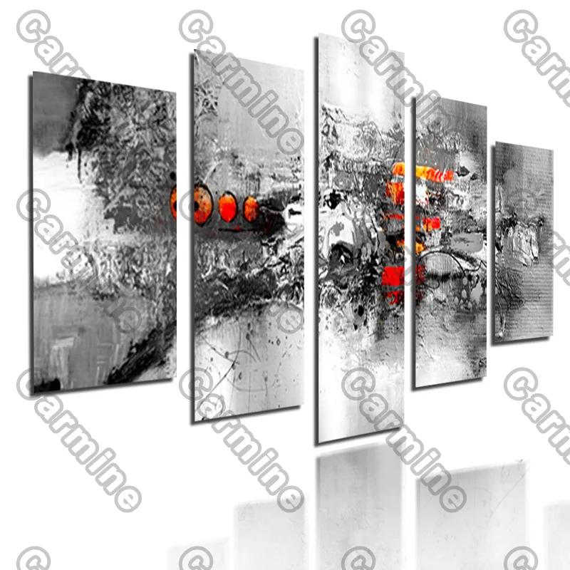 

Poster Silver Gray Flaming Red Yellow Abstract Canvas Painting 5Pcs Posters Painting Wall Art Decoration for Living Room