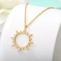 sun necklace for women fashion zircon geometric hollow round chain pendants statement birthday jewelry gifts bff wholesale