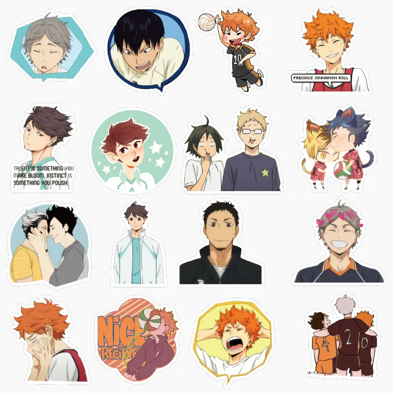&iexcl;A 10/50 Uds Haikyuu! Pegatinas japonesas de anim&eacute;, pegatina de voleibol para colocar en maleta para port&aacute;til, tel&eacute;fono, nevera, motocicleta y coche-3