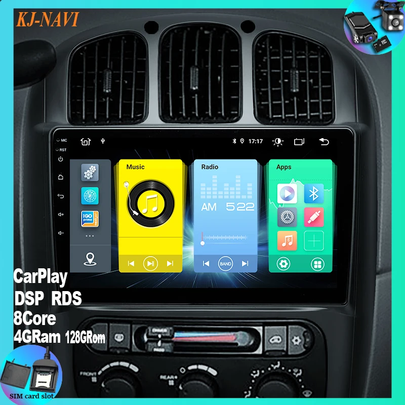 KJ NAVI для Dodge Caravan 4 Chrysler Town Voyager Country 2000 2007 Android Радио Мультимедийный видеоплеер