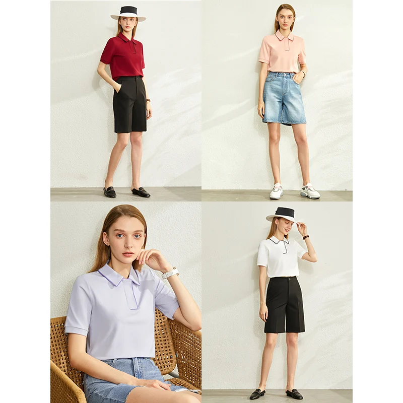 

AMII Minimalism Spring Summer Solid Basic Polo Women Tshirt Causal Fashion Loose Female Polo Shirt Tops 12040395