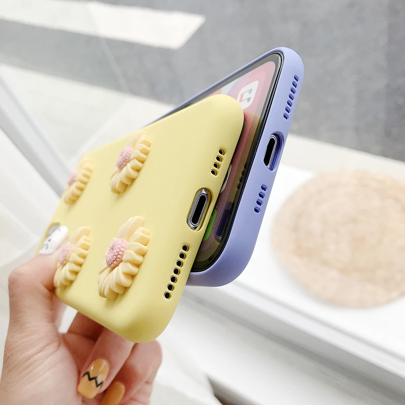 Ins Милые 3D Дейзи силиконовые для iphone X XR XS 11 12 Pro MAX 6S 7 8 plus + samsung S10 edge S20 S21 ультра