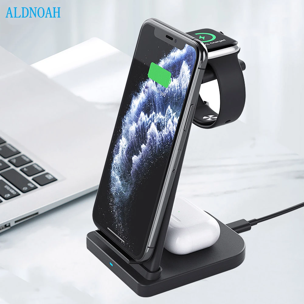 

15W 3 In 1Wireless Charger For Iphone 12/11/X/Airpods pro/Iwatch 5/4 Fast Charge Wireless Charge Stand For Samsung S10/Bud/Watch