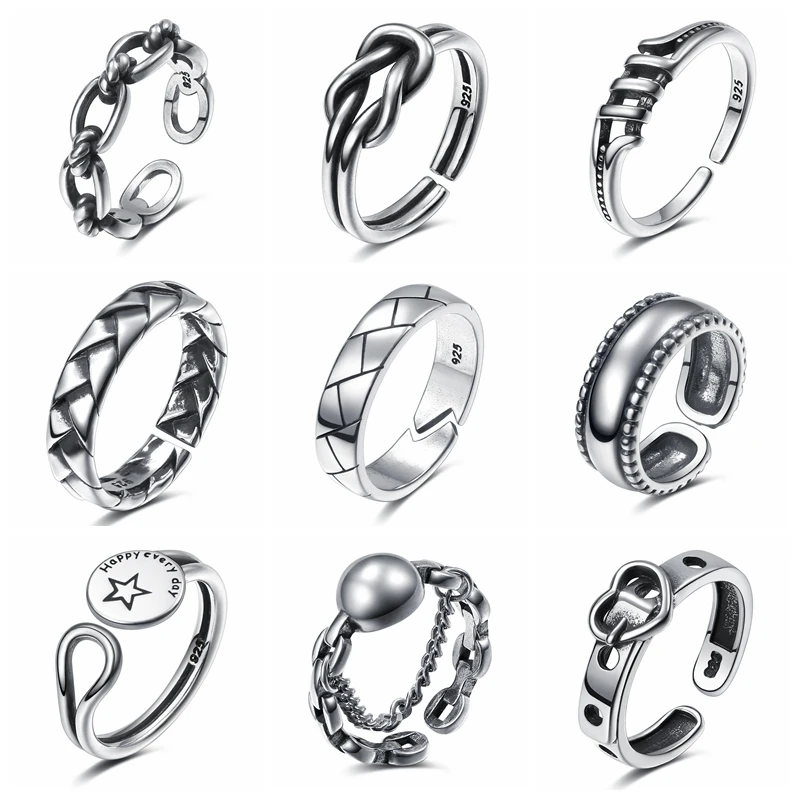 ALIUTOM винтажные Серебристые Металлические Кольца Открытые панковские, дизайн, регулируемые, кольца для мужчин и женщин, ювелирные изделия для вечеринки, 2021, тренд