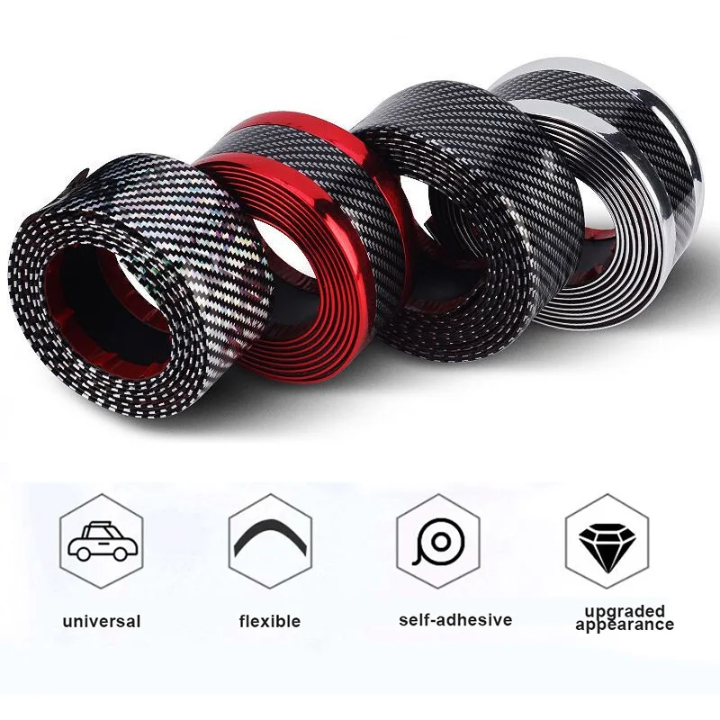 Универсальная Накладка на порог автомобиля цветная из углеродного волокна