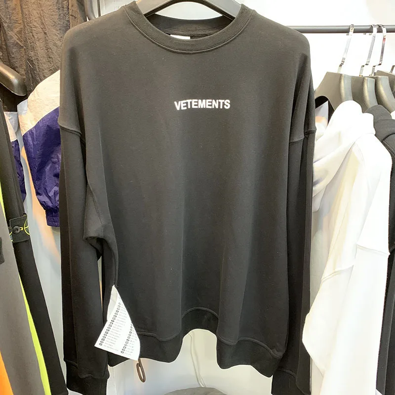 

20FW VETEMENTS большой постиранный водяной знак свитшоты для мужчин и женщин 1:1 оверсайз Vetements пуловер Модные зимние свитшоты VTM
