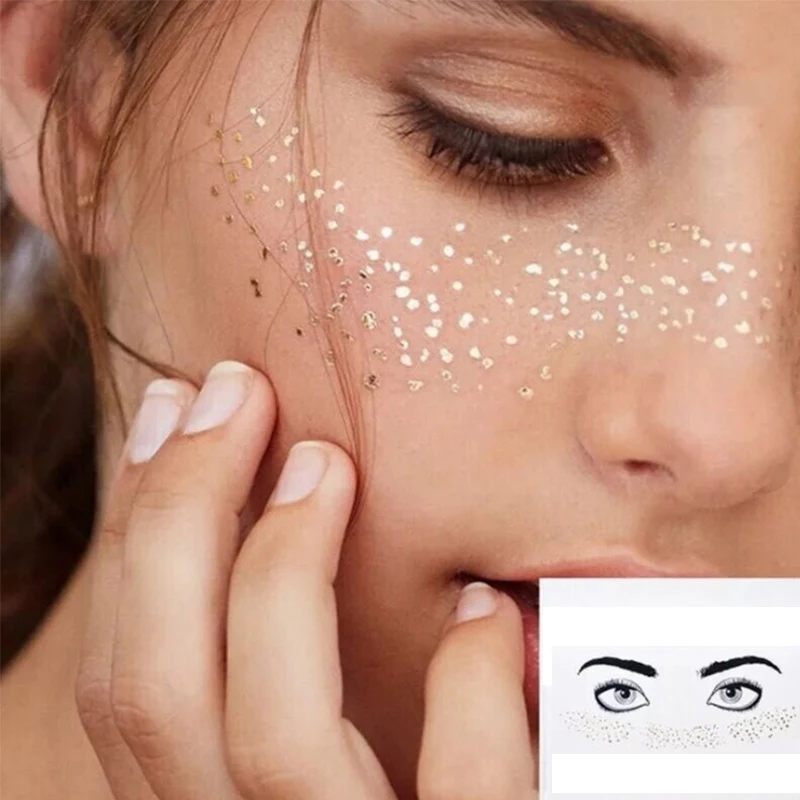 Золотая временная тату наклейка стразы поддельные наклейки блестящие веснушки
